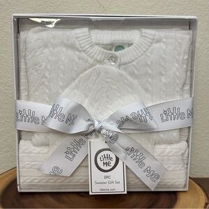 Nwt- Little Me White Cable Knit 3PC Sweater Gift Set Size 9 Months